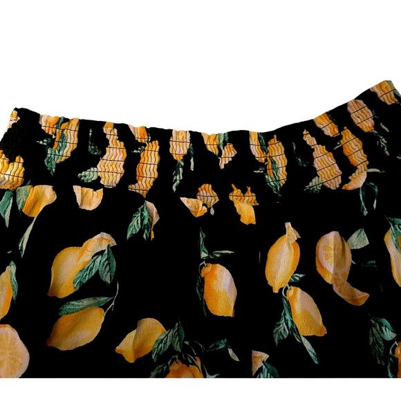 PINK VICTORIA'S SECRET SMOCKED WAIST LEMON PRINT SHORTS LARGE BLACK YELLOW - Picture 11 of 11